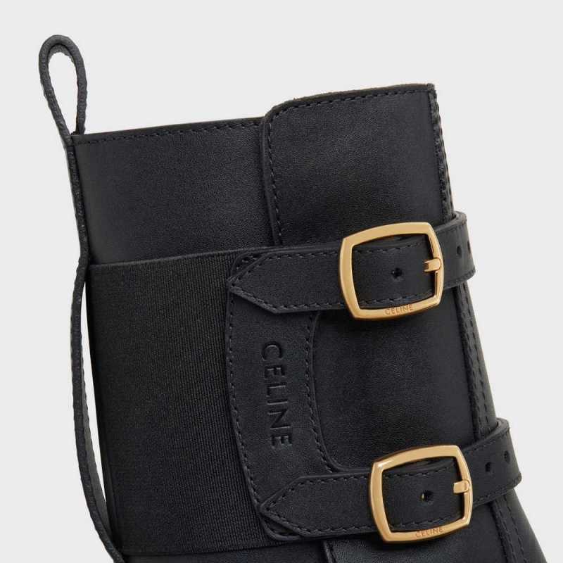 Botte Celine Bulky Buckled Medium In Calfskin Noir | CL-592504