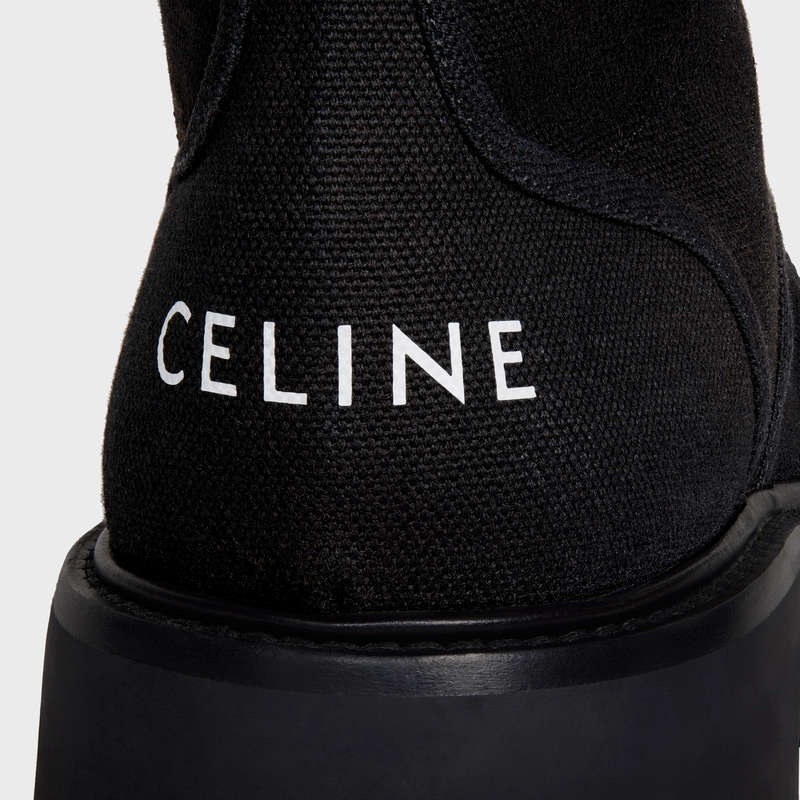 Botte Celine Bulky Dentelle-up In Tela & Shiny Bull Noir | CL-591877