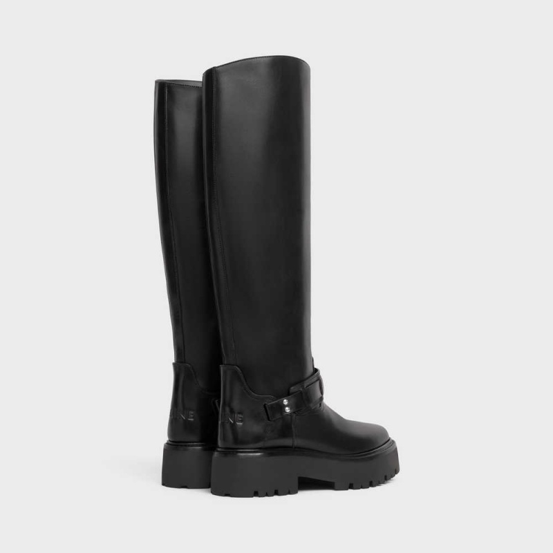 Botte Celine Bulky High With Harness In Calfskin Noir | CL-592513