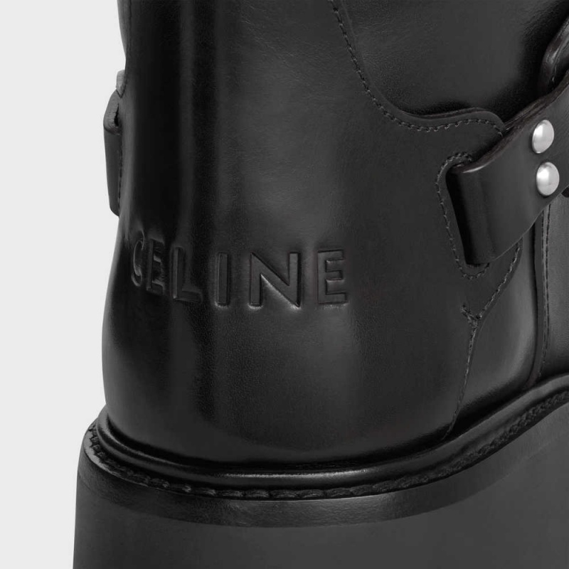 Botte Celine Bulky High With Harness In Calfskin Noir | CL-592513