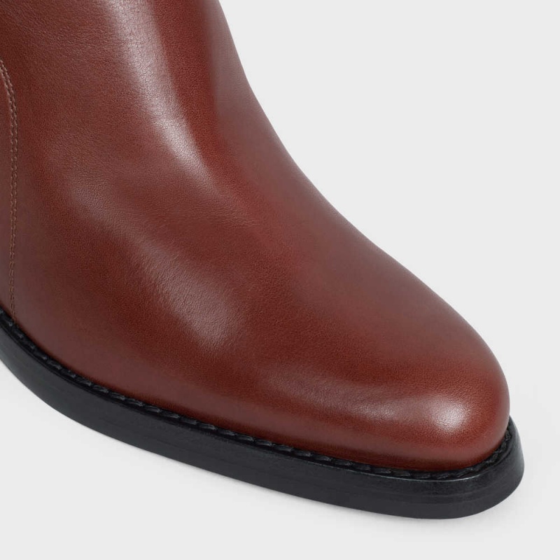 Botte Celine Condé Jodhpur In Calfskin Marron Foncé | CL-592495