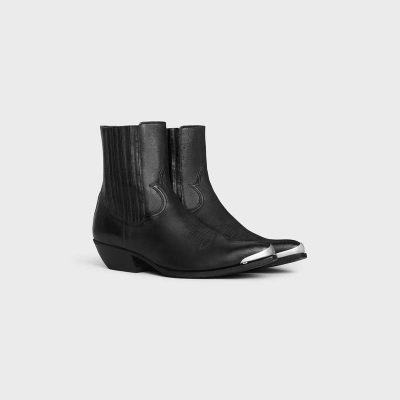 Botte Celine Cruiser Chelsea With Metal Embout In Calfskin Noir | CL-591874