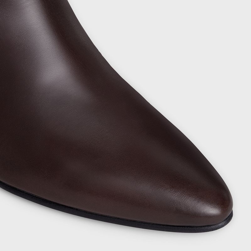 Botte Celine Jacno Zipped In Calfskin Marron | CL-591865