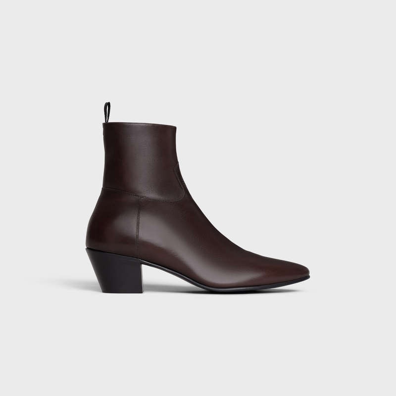 Botte Celine Jacno Zipped In Calfskin Marron | CL-591865