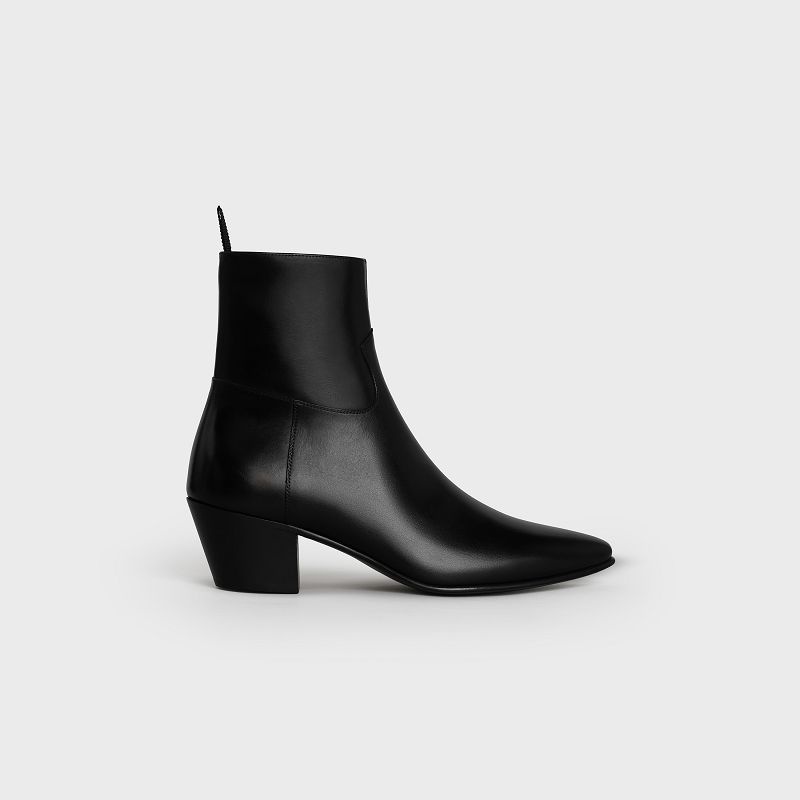 Botte Celine Jacno Zipped In Shiny Calfskin Noir | CL-591864