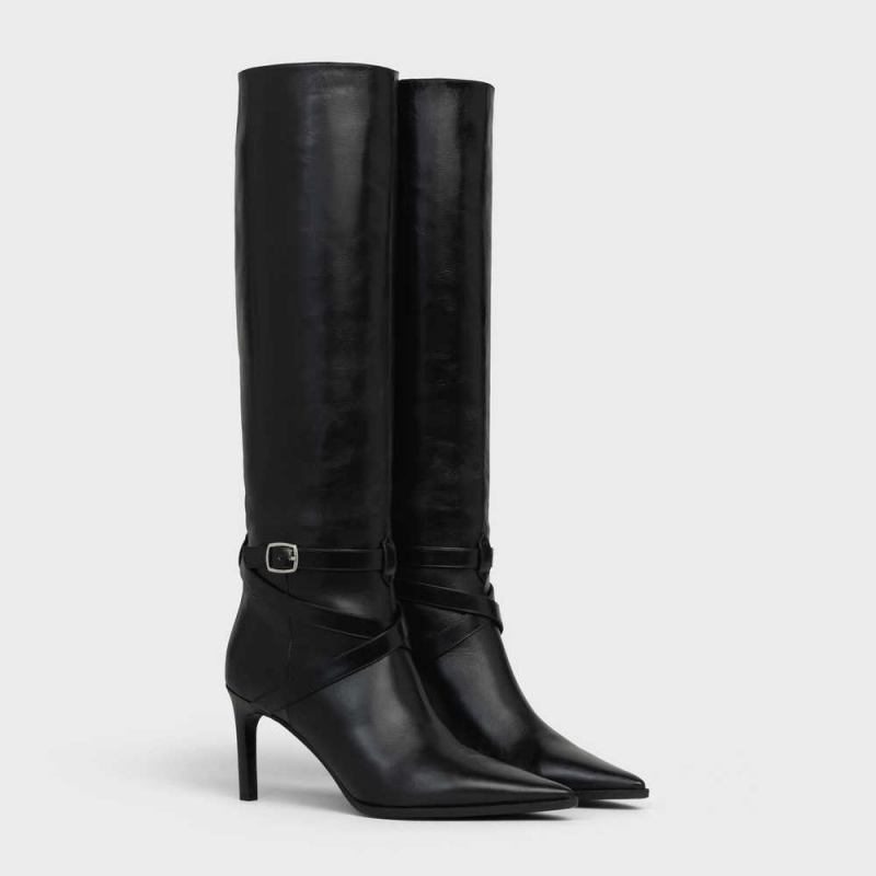 Botte Celine Verneuil High In Calfskin Noir | CL-592518