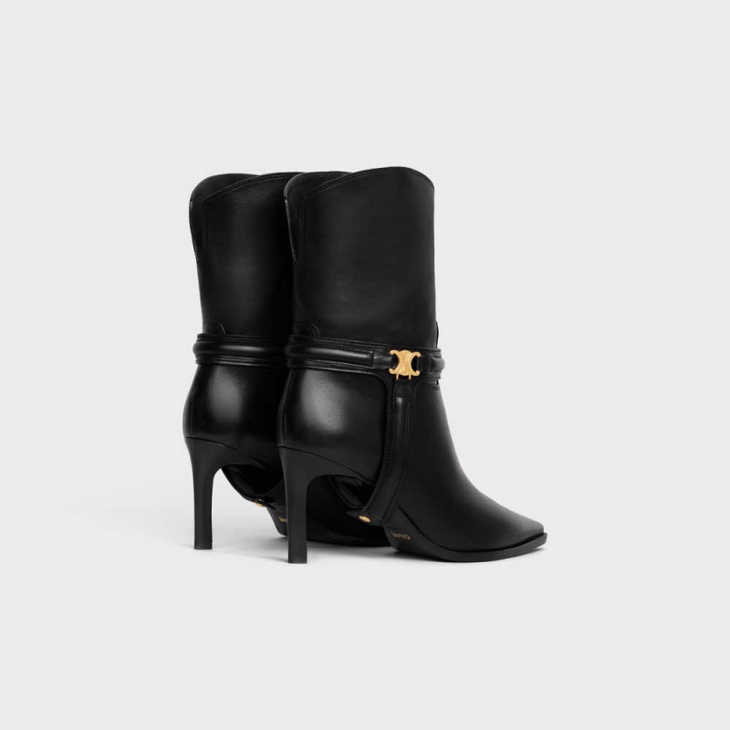 Botte Celine Verneuil Triomphe Harness Low In Calfskin Noir | CL-592491