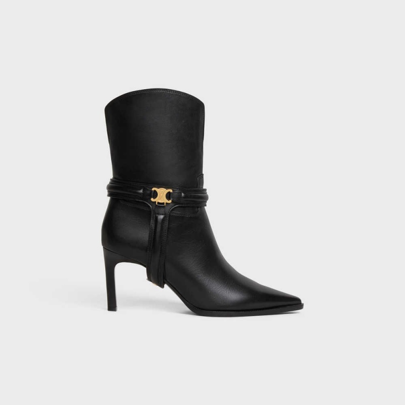 Botte Celine Verneuil Triomphe Harness Low In Calfskin Noir | CL-592491