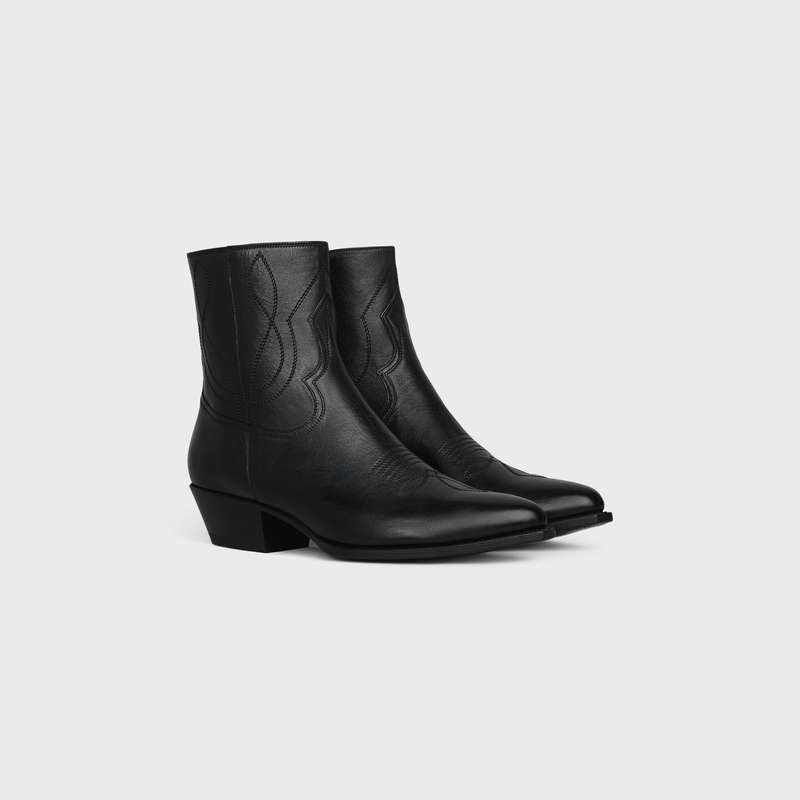 Botte Celine Zipped Western In Calfskin Noir | CL-591872