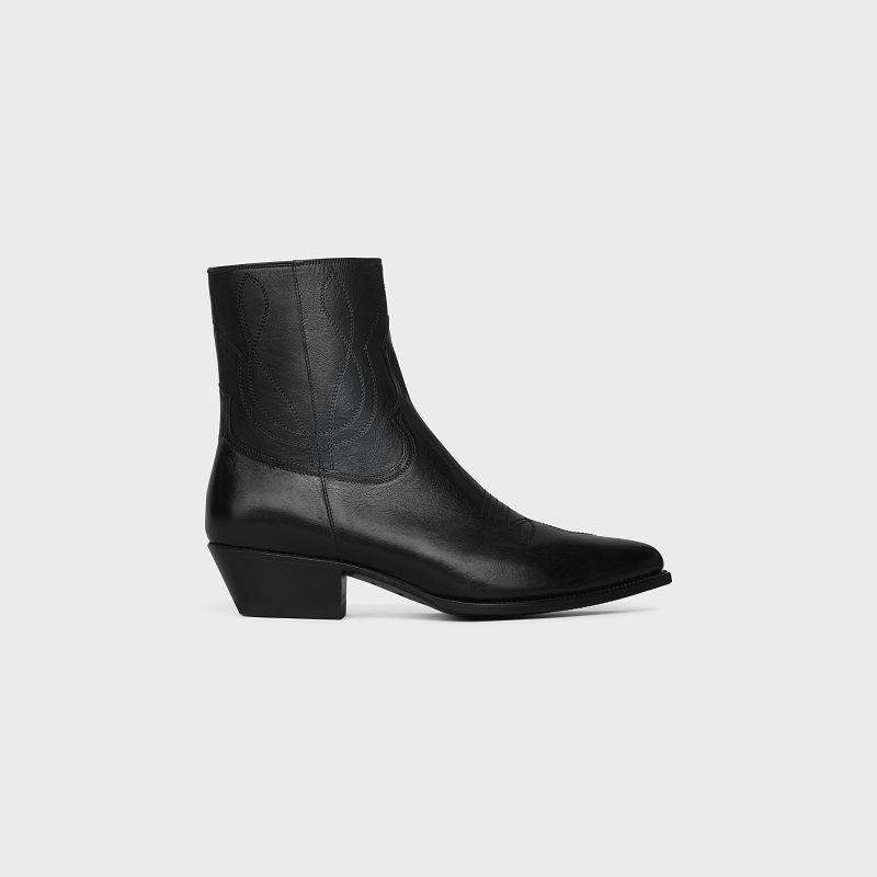 Botte Celine Zipped Western In Calfskin Noir | CL-591872