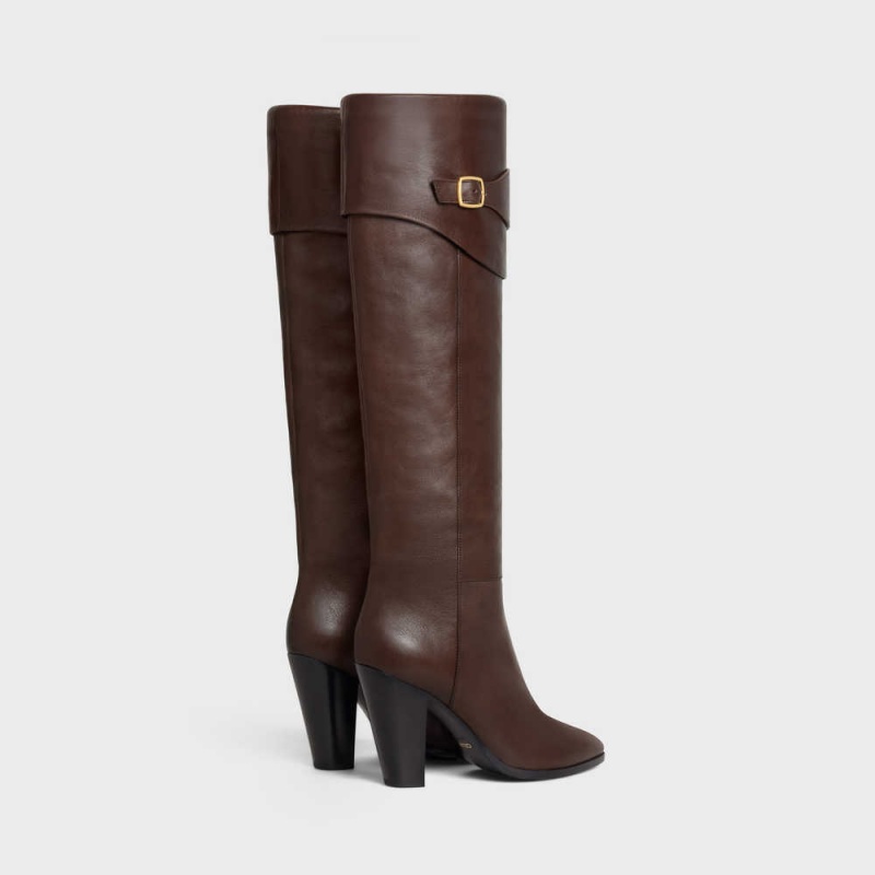 Botte Celine Équitation With Triomphe Wiltern In Calfskin Marron | CL-592516