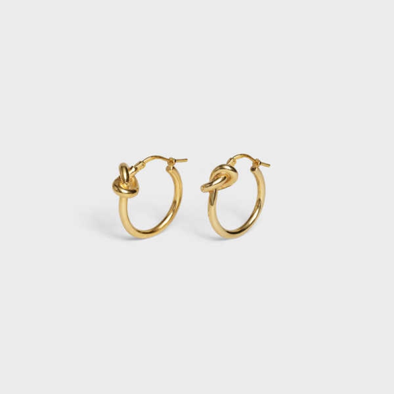 Boucles d'Oreilles Celine Knot Small Hoops In Brass With Gold Finish Doré | CL-592311