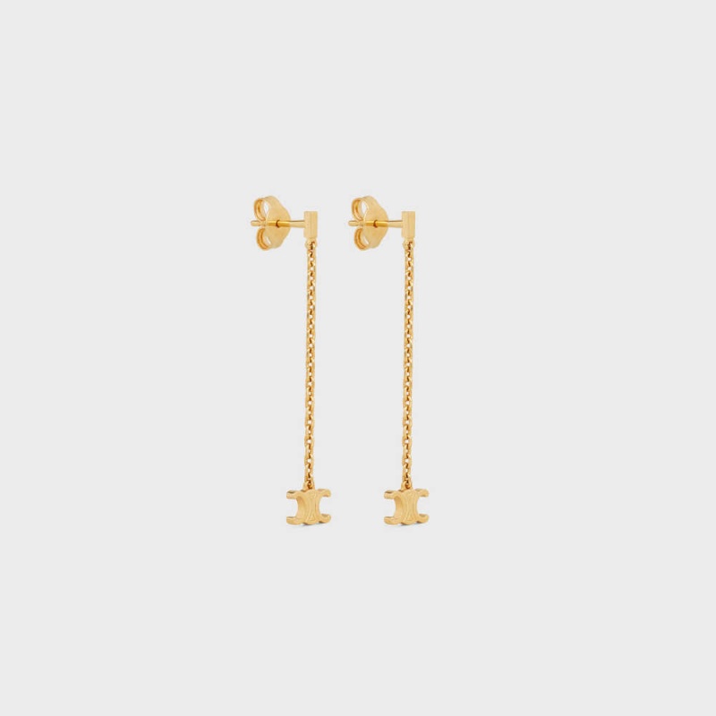 Boucles d'Oreilles Celine Triomphe Mini Triomphe In Brass With Gold Finish Doré | CL-592301