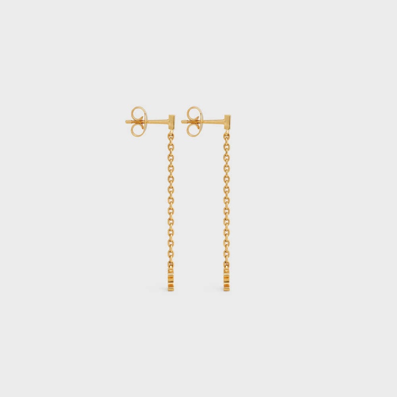 Boucles d'Oreilles Celine Triomphe Mini Triomphe In Brass With Gold Finish Doré | CL-592301