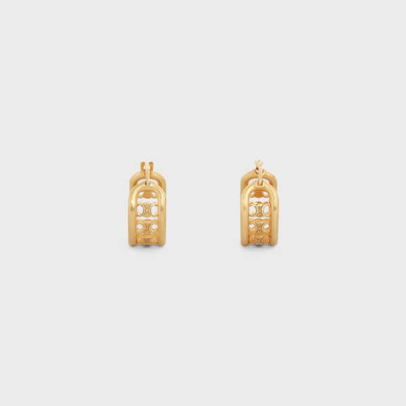 Boucles d'Oreilles Celine Triomphe Multi Hoops In Brass With Gold Finish Doré | CL-592305