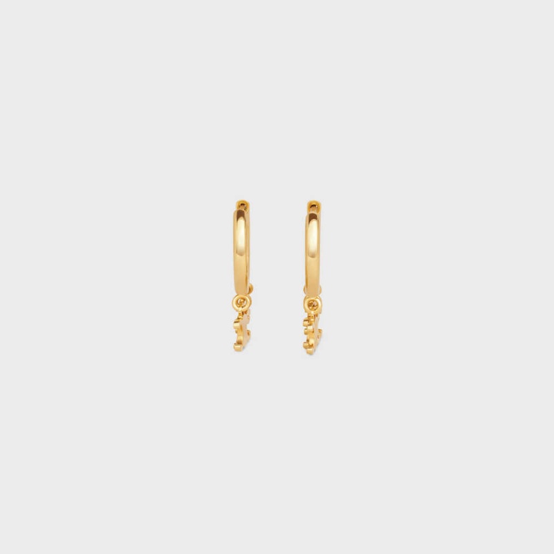 Boucles d'Oreilles Celine Triomphe Trio Hoops In Brass With Gold Finish Doré | CL-592307