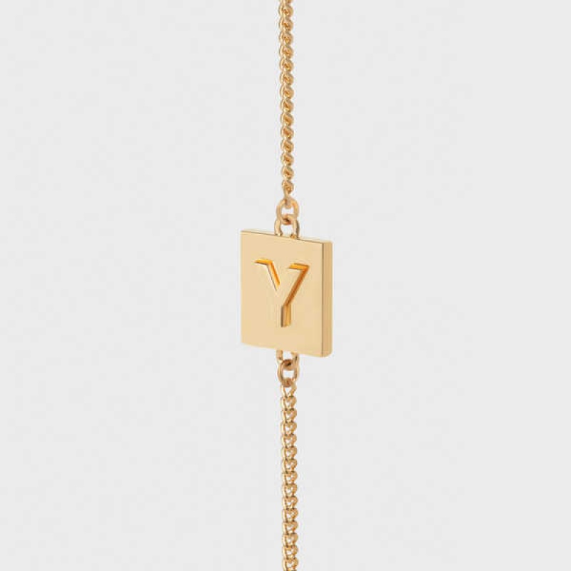 Bracelets Celine Alphabet Y In Brass With Gold Finish Doré | CL-592234