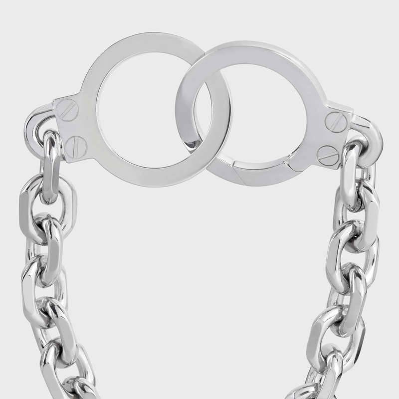 Bracelets Celine ChaîNe Triomphe Golden Handcuff In Sterling Silver With Rhodium Finish Argent | CL-591657