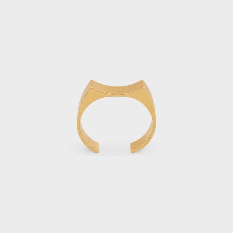 Bracelets Celine Formes Abstraites Concave Cuff In Brass With Gold Finish Doré | CL-592213