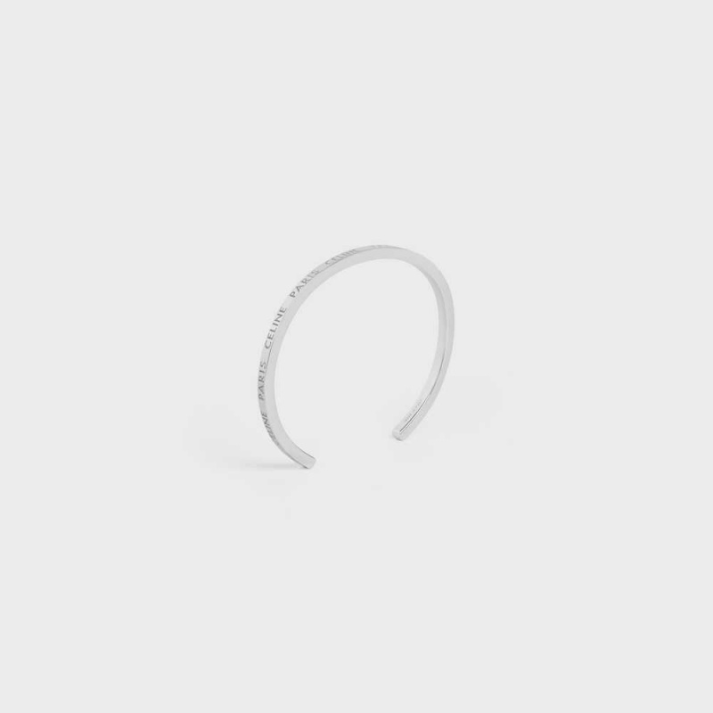 Bracelets Celine Paris Thin Cuff In Brass With Rhodium Finish Argent | CL-592216