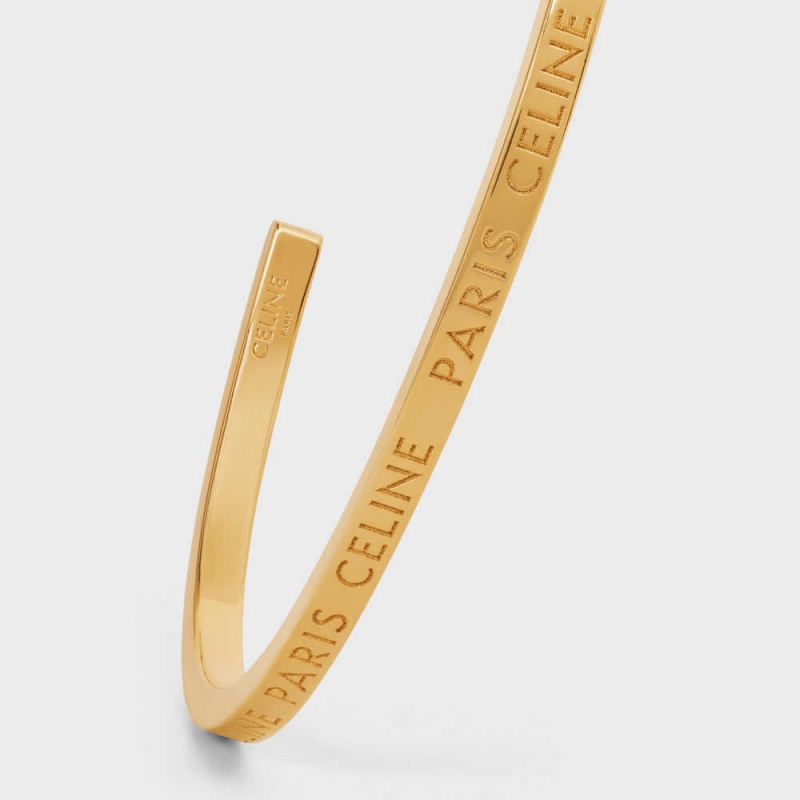 Bracelets Celine Paris Thin Cuff In Brass With Gold Finish Doré | CL-592215