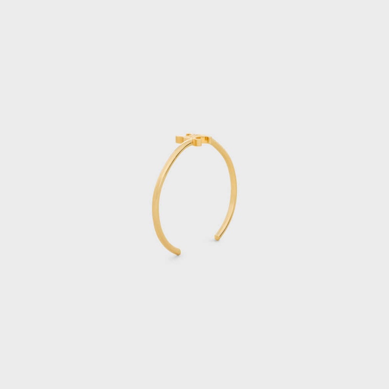 Bracelets Celine Triomphe Asymmetric Cuff In Brass With Gold Finish Doré | CL-592199