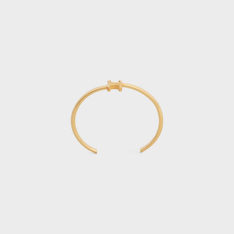 Bracelets Celine Triomphe Asymmetric Cuff In Brass With Gold Finish Doré | CL-592199