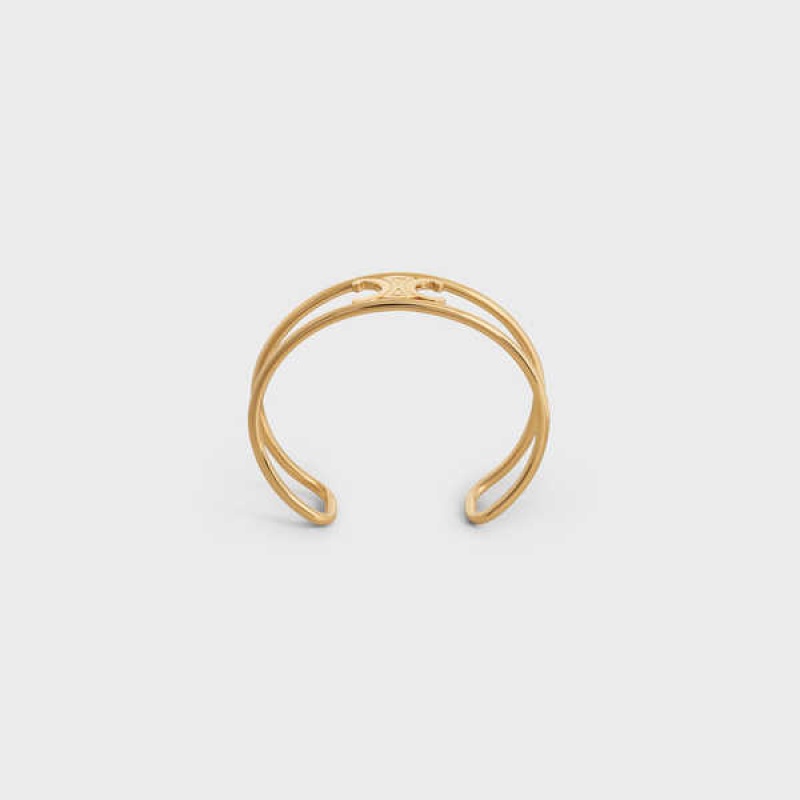 Bracelets Celine Triomphe Cuff In Brass With Gold Finish Doré | CL-592230