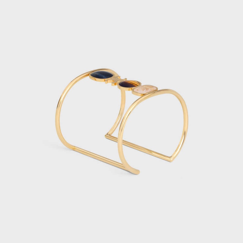 Bracelets Celine Triomphe Indie Cuff In Brass With Gold Finish Doré | CL-592197