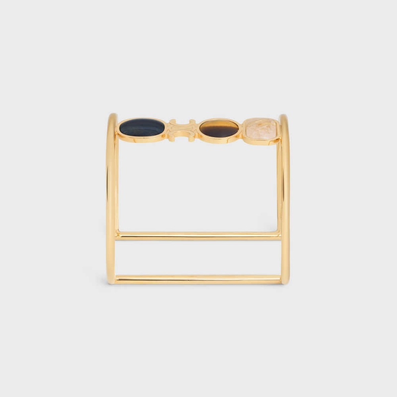 Bracelets Celine Triomphe Indie Cuff In Brass With Gold Finish Doré | CL-592197