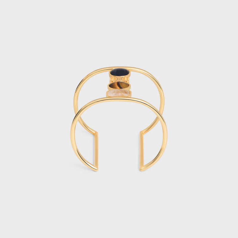 Bracelets Celine Triomphe Indie Cuff In Brass With Gold Finish Doré | CL-592197