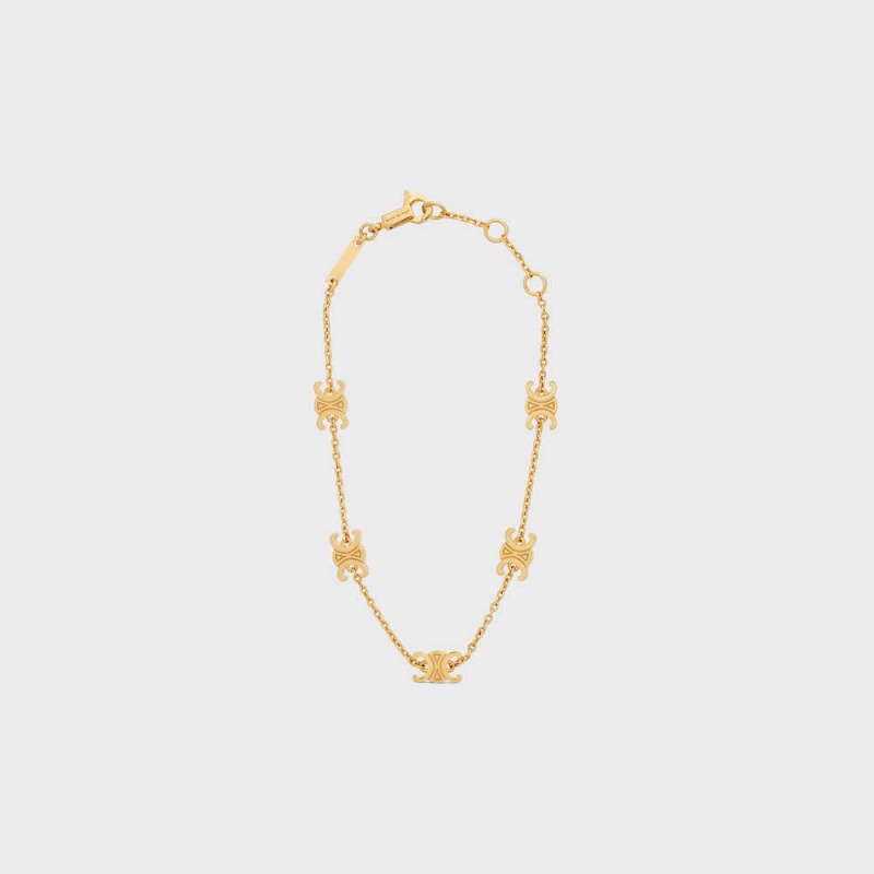 Bracelets Celine Triomphe Mini Triomphe In Brass With Gold Finish Doré | CL-592206