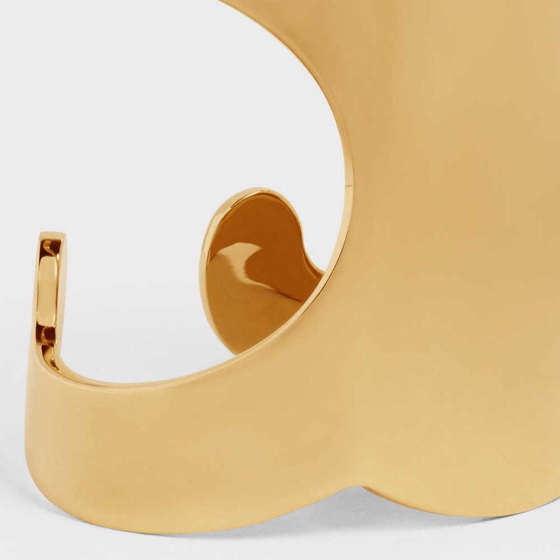 Bracelets Celine Triomphe Shadow Cuff In Brass With Gold Finish Doré | CL-592225