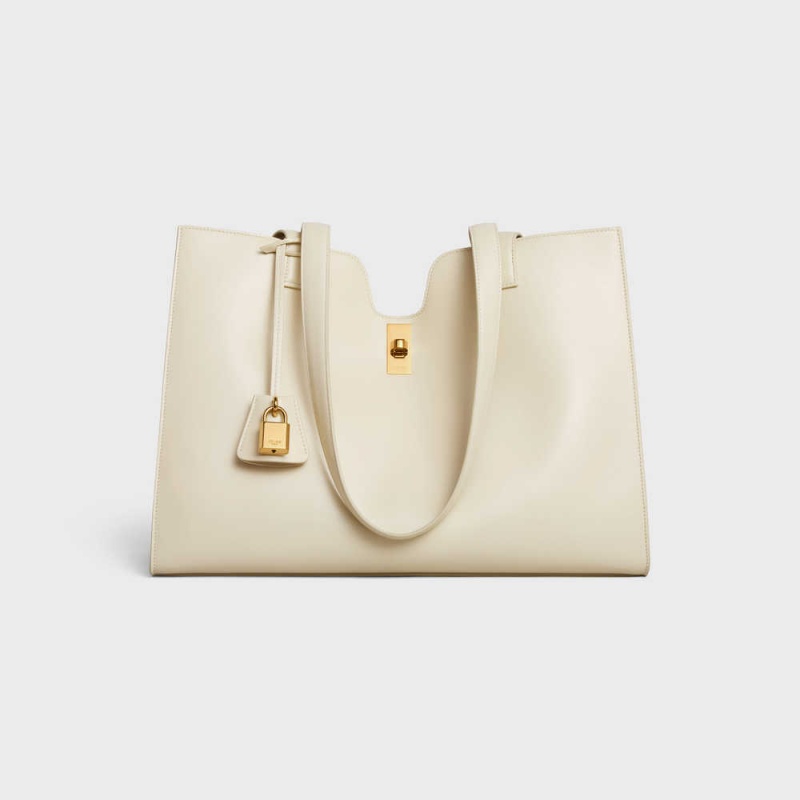 Cabas Celine 16 In Smooth Calfskin Blanche | CL-593081