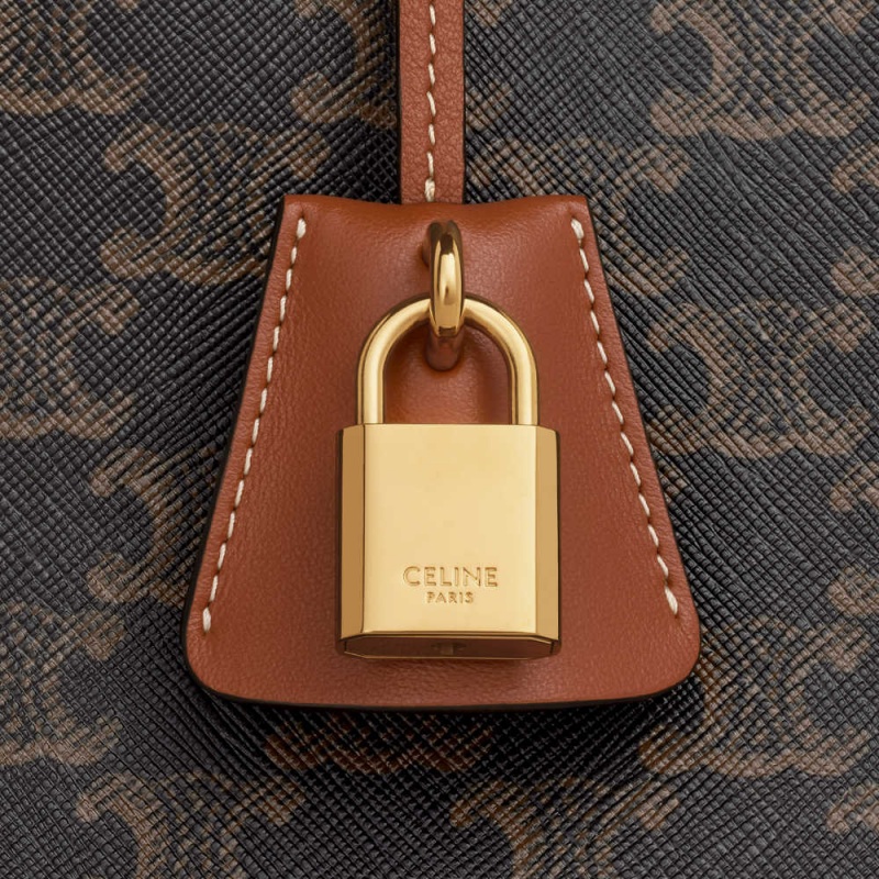 Cabas Celine Horizontal In Triomphe Tela And Calfskin Marron | CL-593082