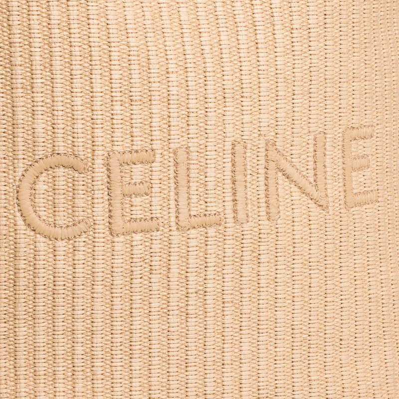 Cabas Celine Museum Bag In Raffia Effect Textile With Celine Embroidery Beige Marron | CL-591835