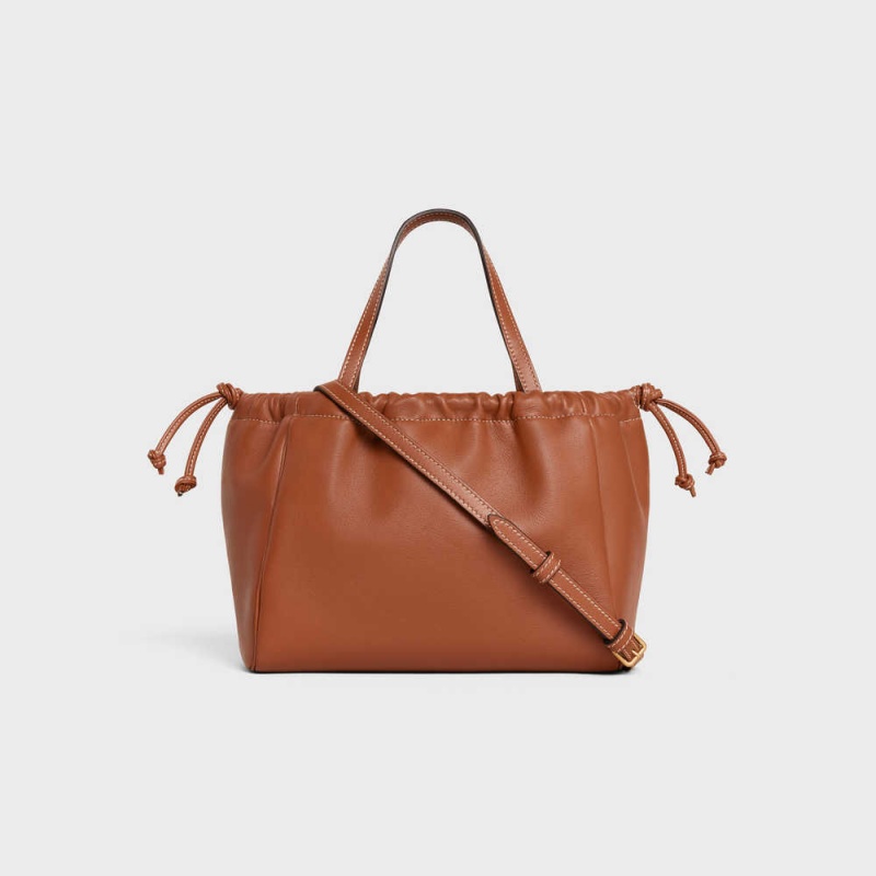 Cabas Celine Small Drawstring Cuir Triomphe In Smooth Calfskin Marron | CL-593090