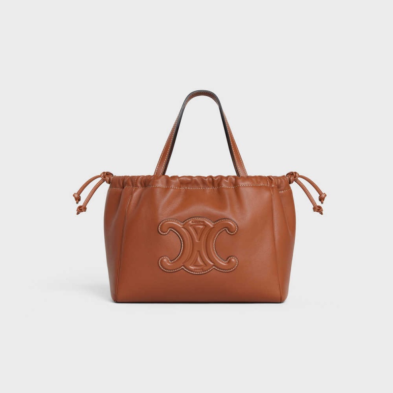 Cabas Celine Small Drawstring Cuir Triomphe In Smooth Calfskin Marron | CL-593090