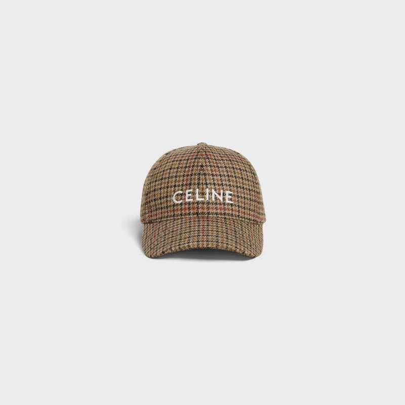 Casquette Celine Baseball In Laine Marron Rouge Foncé | CL-591692