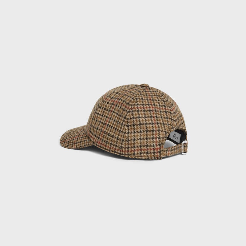 Casquette Celine Baseball In Laine Marron Rouge Foncé | CL-591692