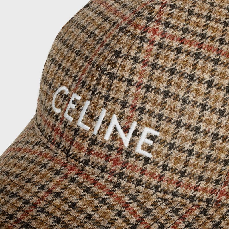 Casquette Celine Baseball In Laine Marron Rouge Foncé | CL-591692