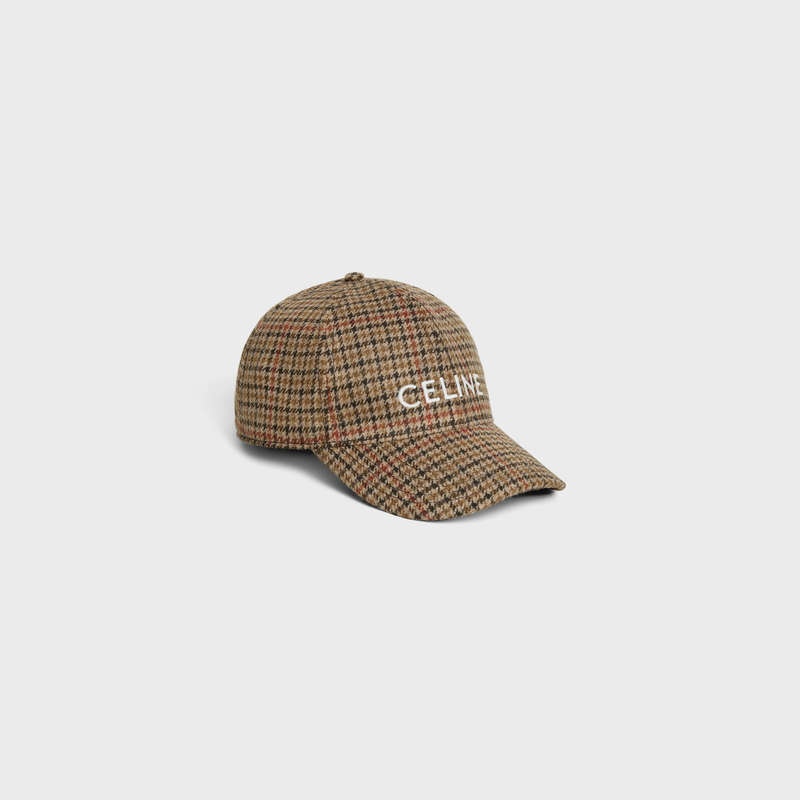 Casquette Celine Baseball In Laine Marron Rouge Foncé | CL-591692