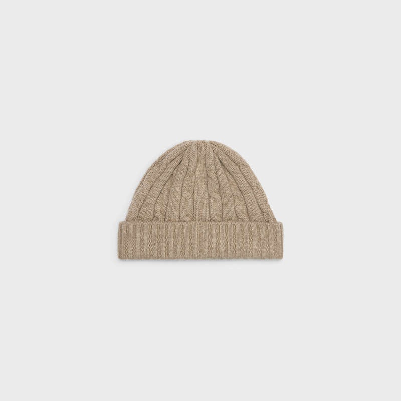 Casquette Celine Cable-knit Triomphe In Cashmere Grise Clair Marron | CL-591720