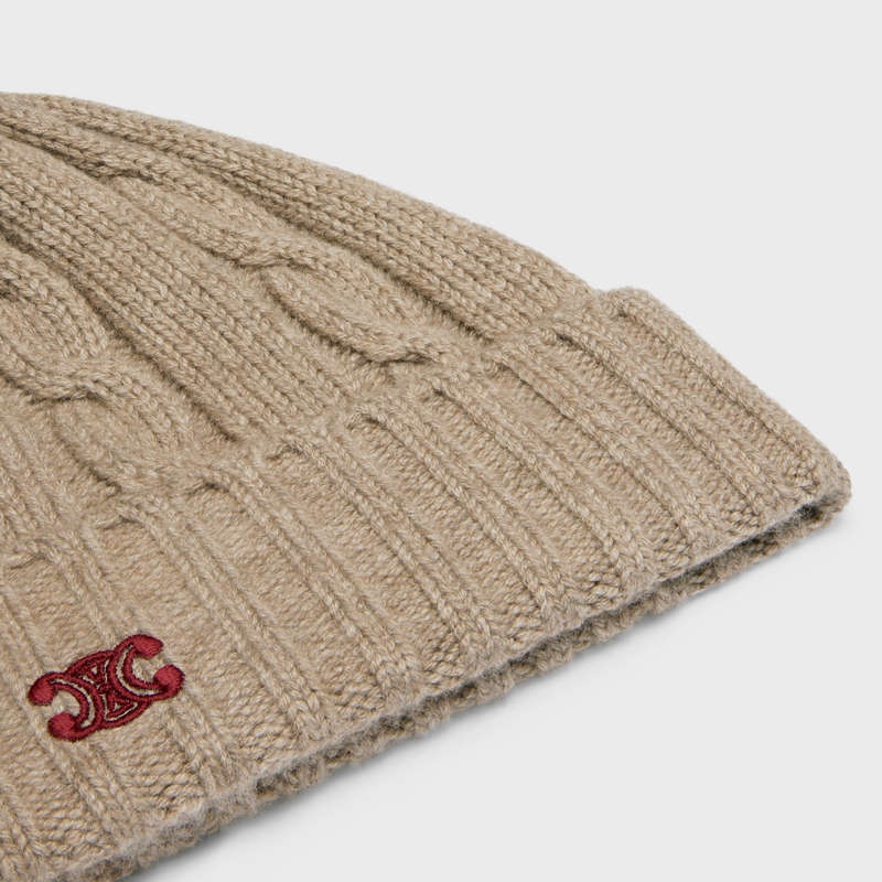 Casquette Celine Cable-knit Triomphe In Cashmere Grise Clair Marron | CL-591720