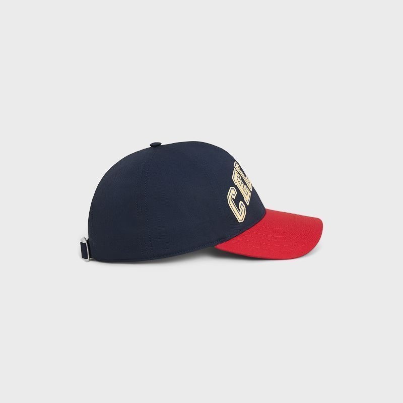 Casquette Celine College Baseball In Coton Bleu Marine Rouge | CL-591702