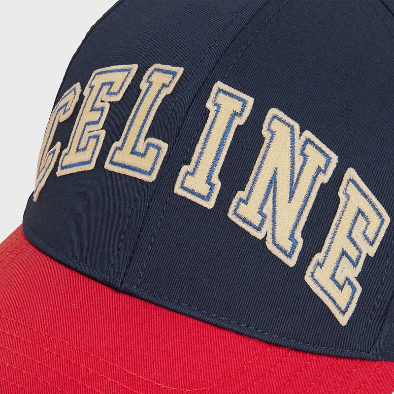 Casquette Celine College Baseball In Coton Bleu Marine Rouge | CL-591702