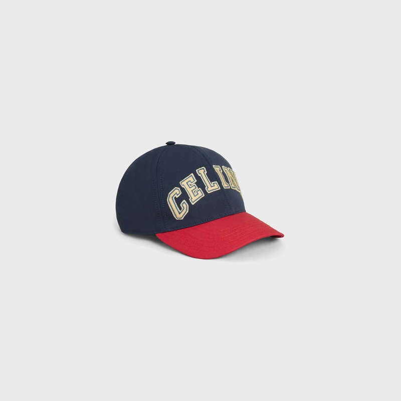 Casquette Celine College Baseball In Coton Bleu Marine Rouge | CL-591702