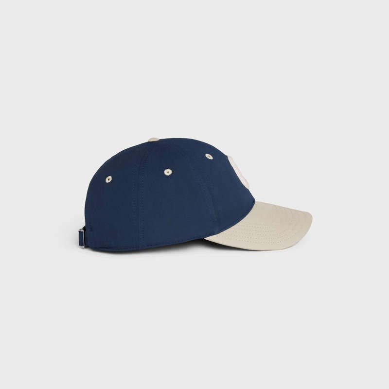 Casquette Celine Initial Baseball In Coton Bleu Marine Beige | CL-591700