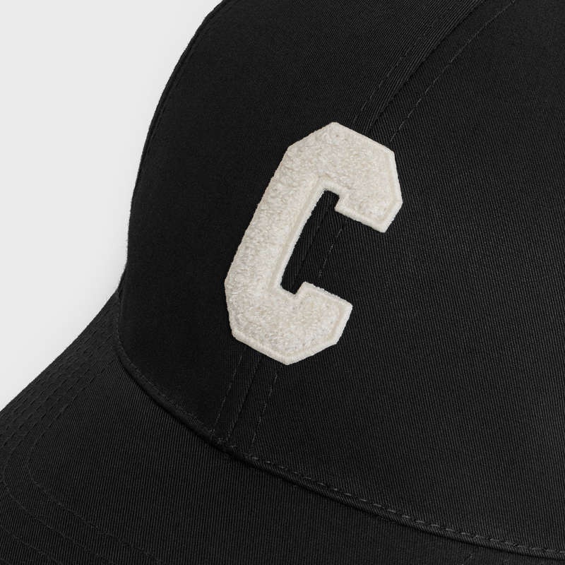 Casquette Celine Initial Baseball In Coton Noir | CL-591696