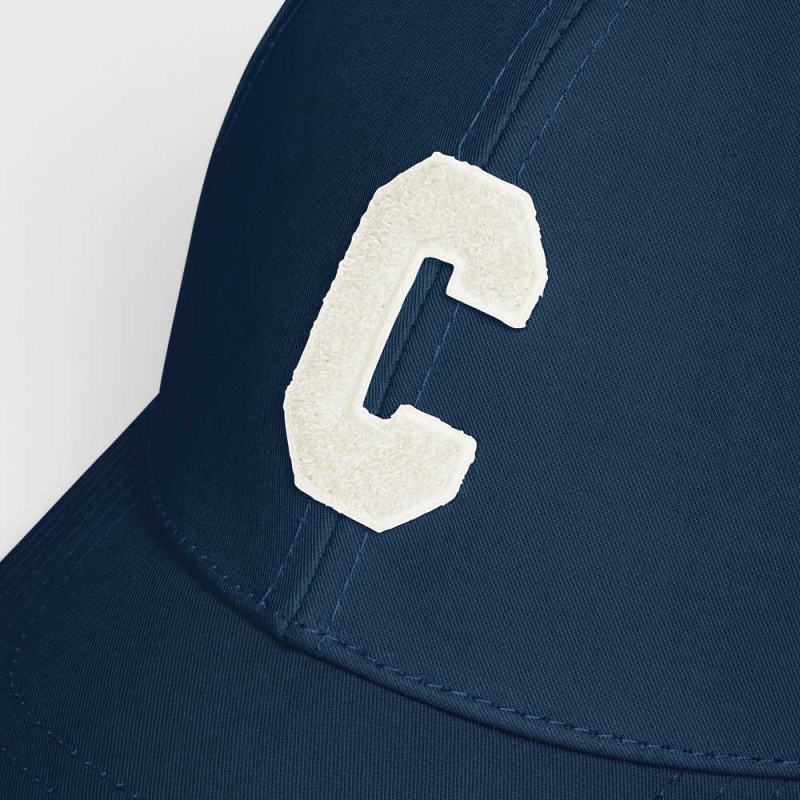 Casquette Celine Initial Baseball In Coton Bleu | CL-592366